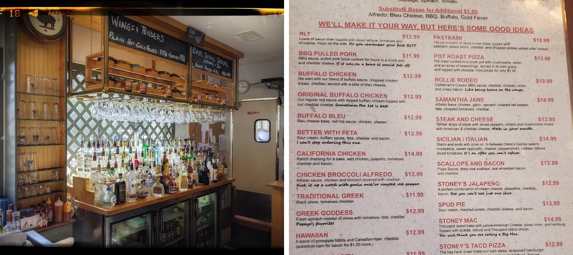 Stoneys Pub & Pizza Menu