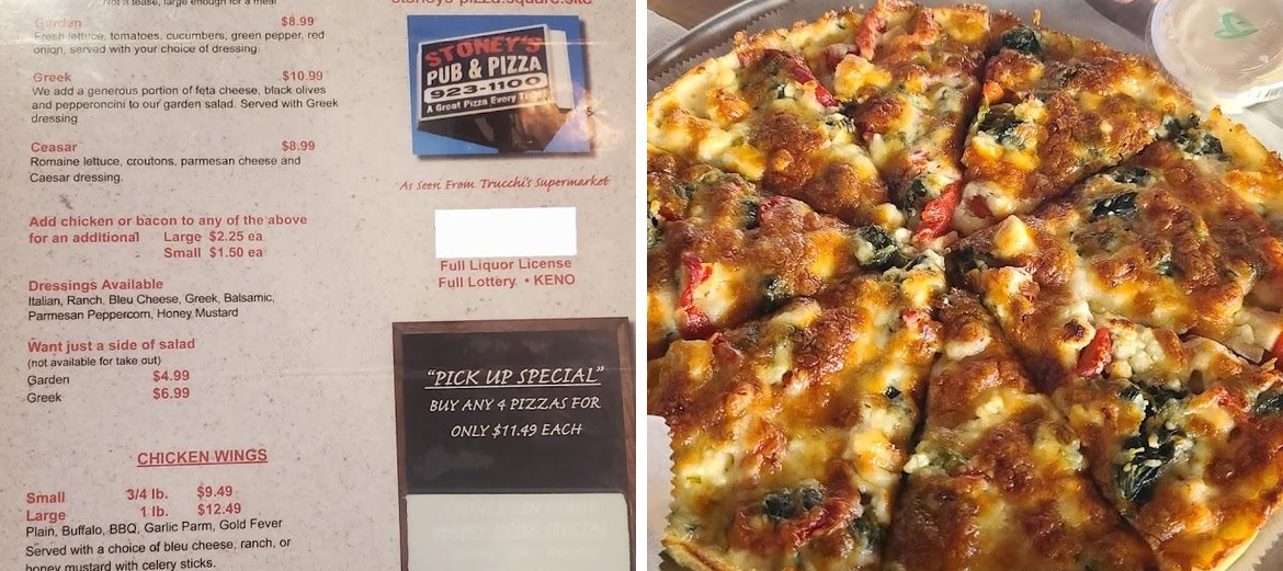 Stoneys Pub & Pizza Menu