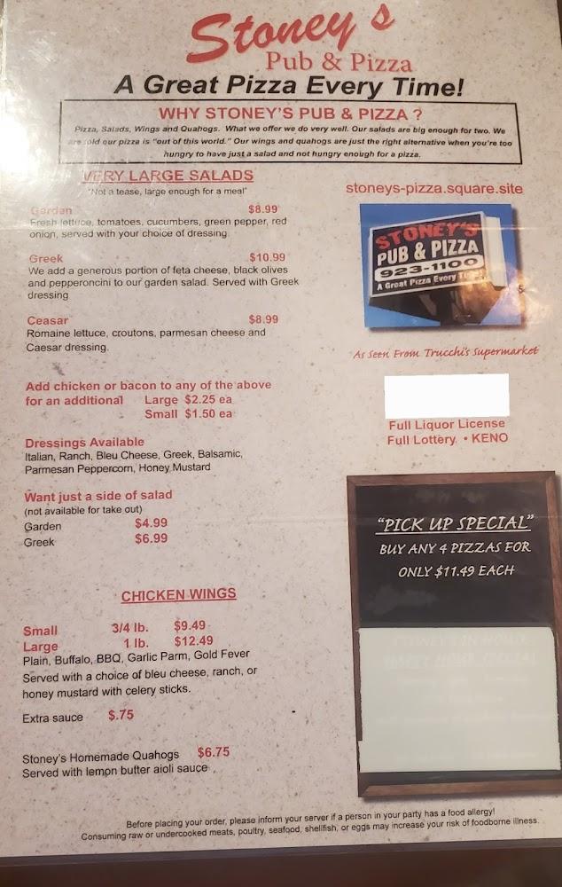 Stoneys Pub & Pizza Menu image 2